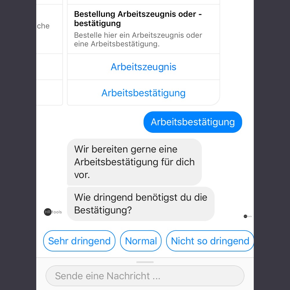 HRtools Screenshot Chatbot Dokumente