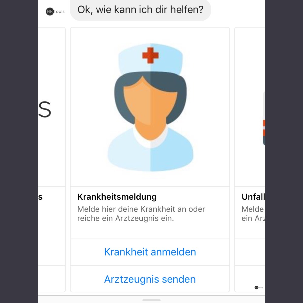 HRtools Screenshot Chatbot Krankheit